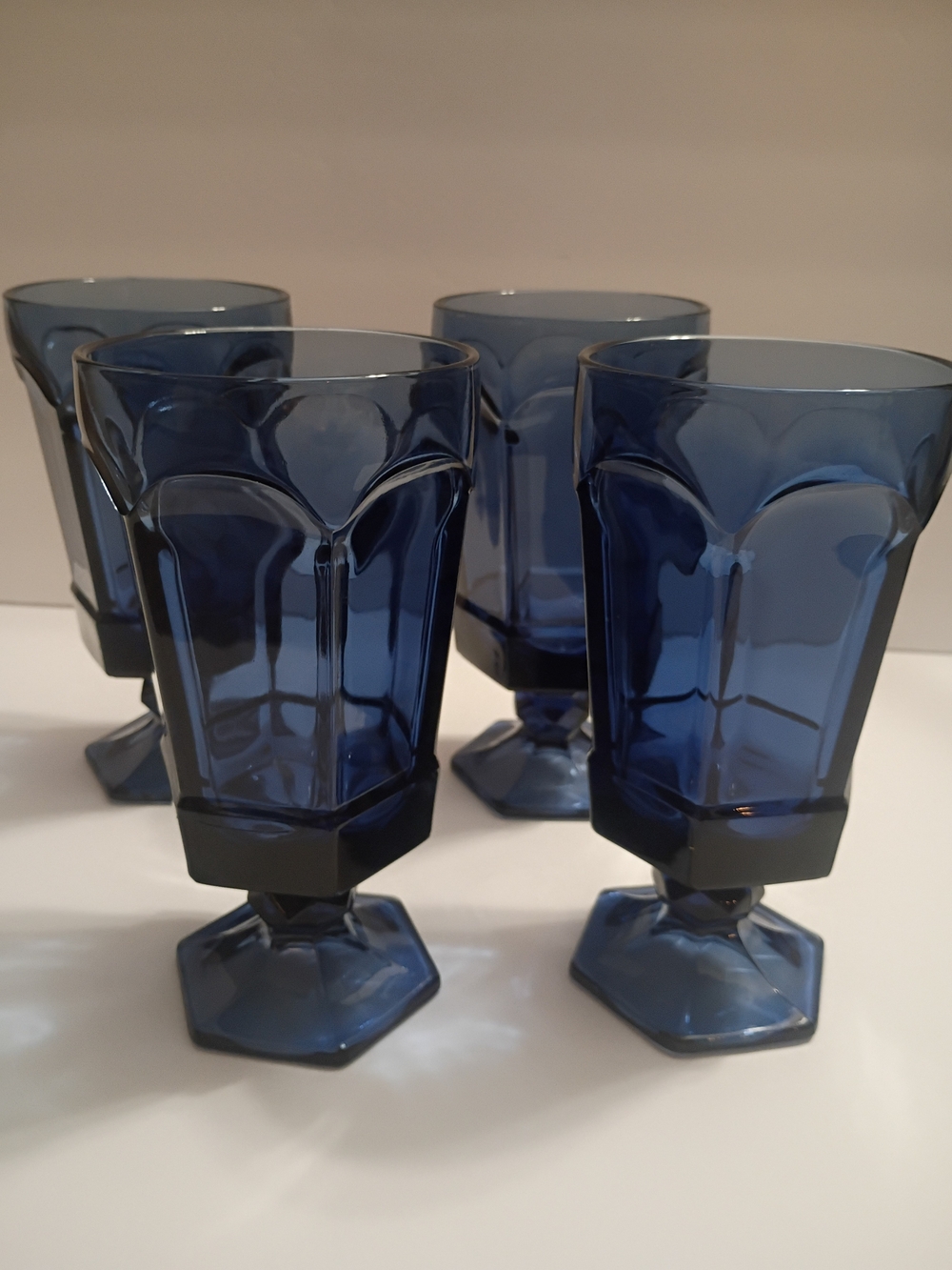 Fostoria Vintage Goblet Virginia Pattern Dark Blue Set of 4